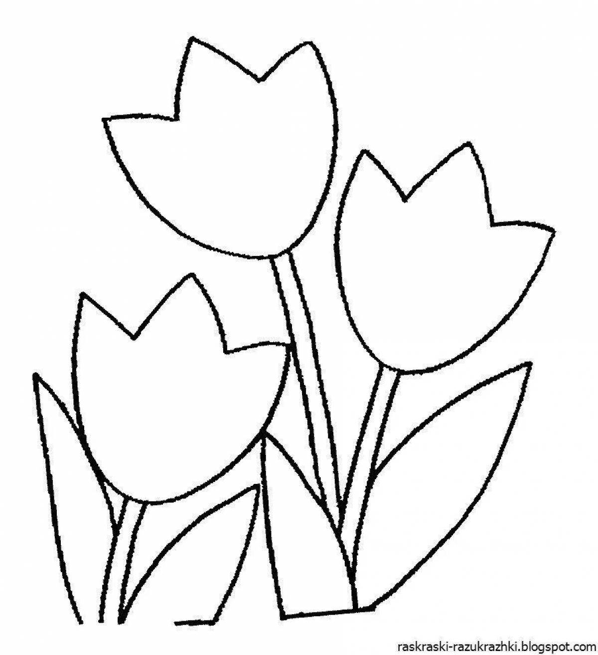 Веселая раскраска тюльпанов для детей