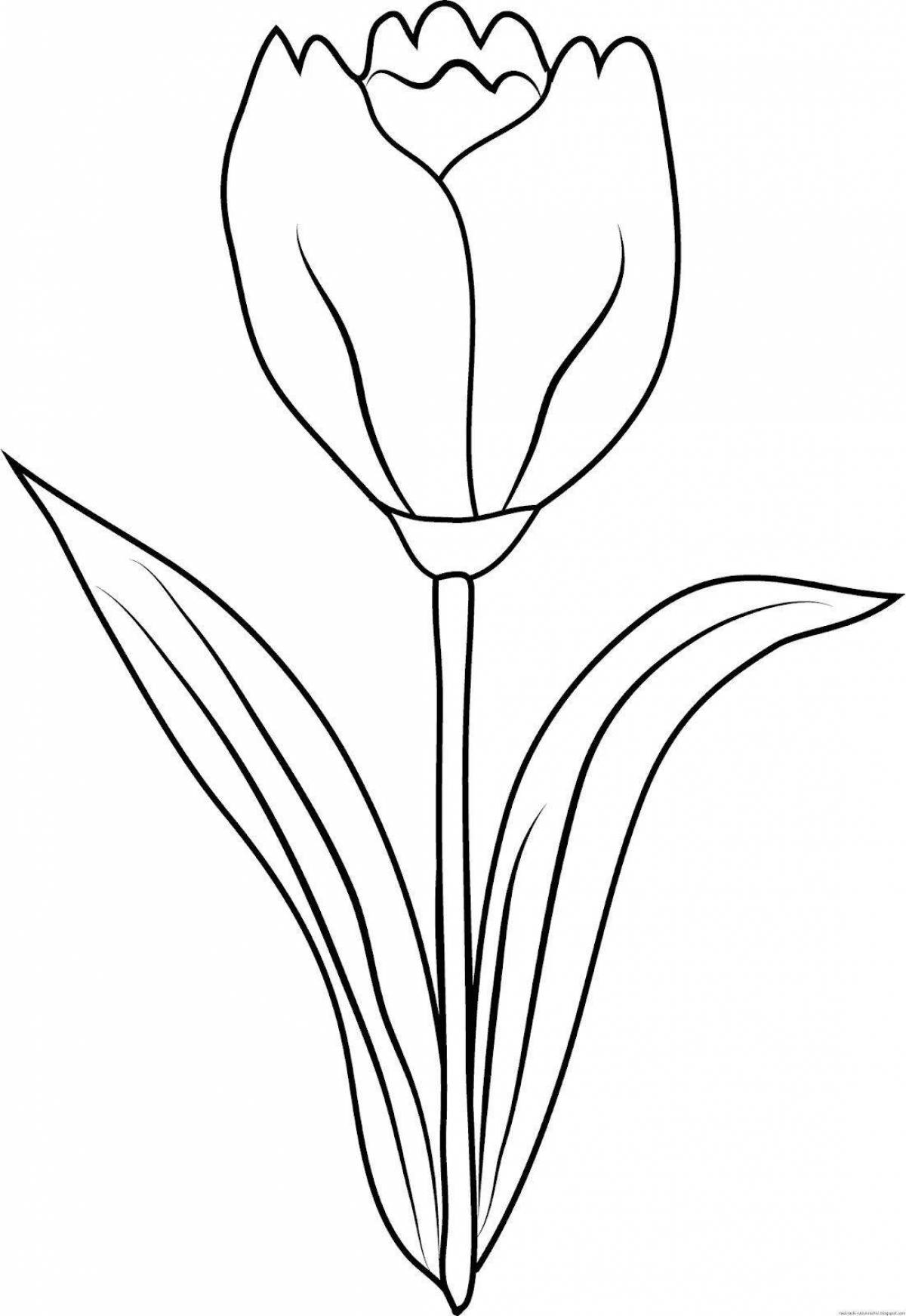 A fun coloring book for kids with tulips