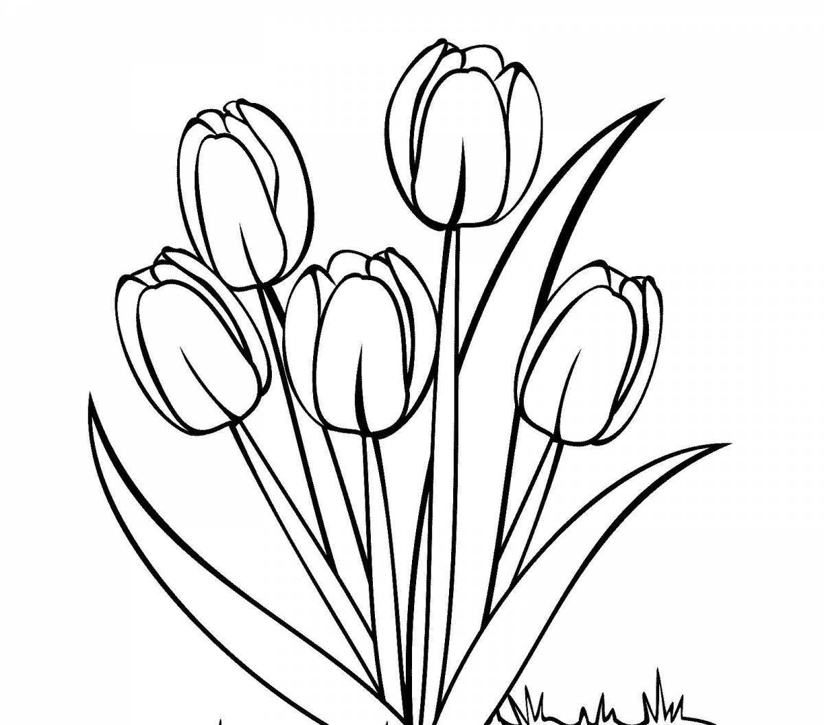 Exquisite tulip coloring book for kids