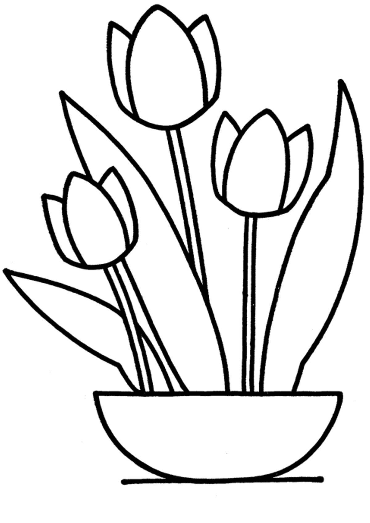 Привлекательная раскраска тюльпанов для детей