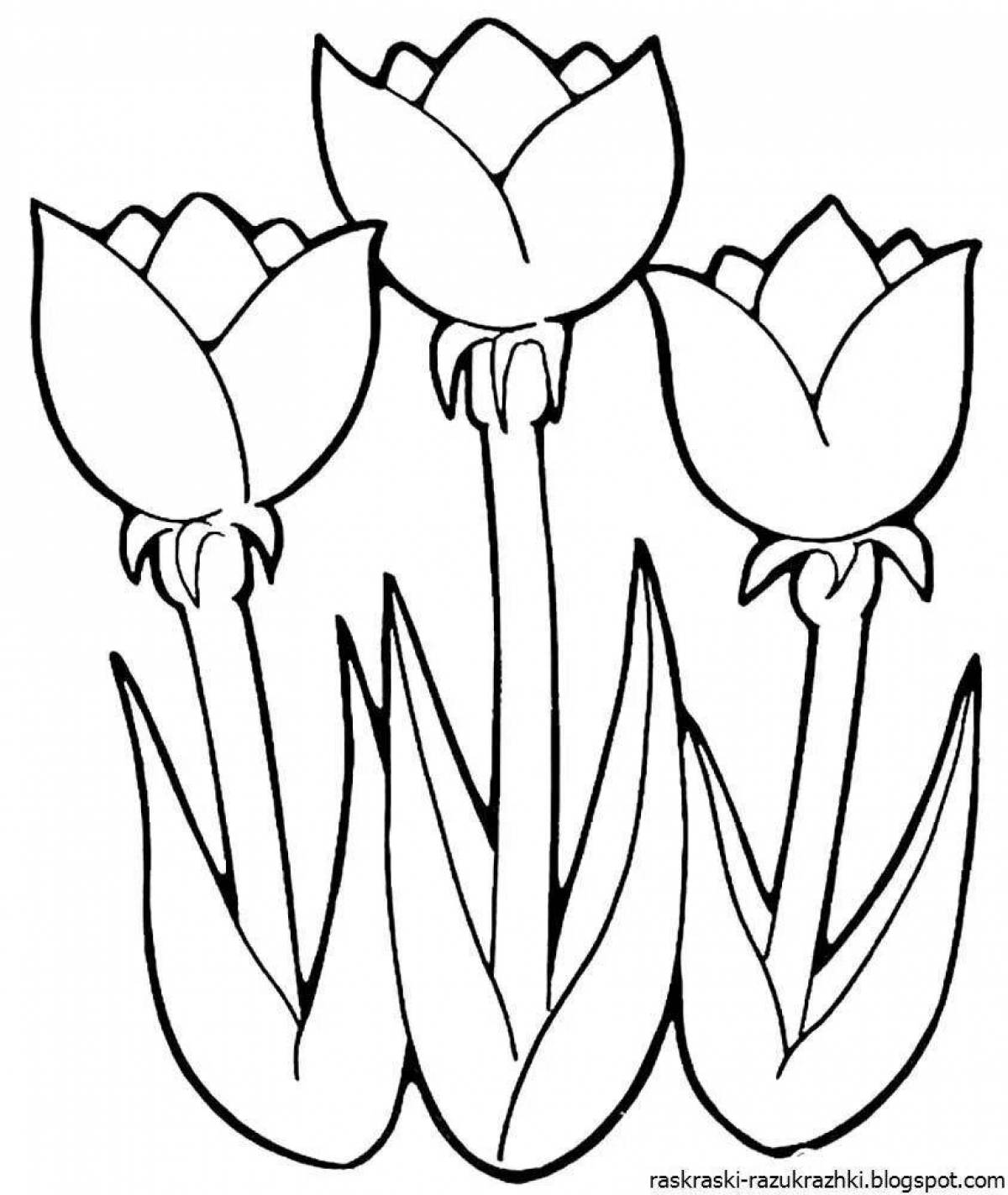 Exotic tulip coloring book for kids