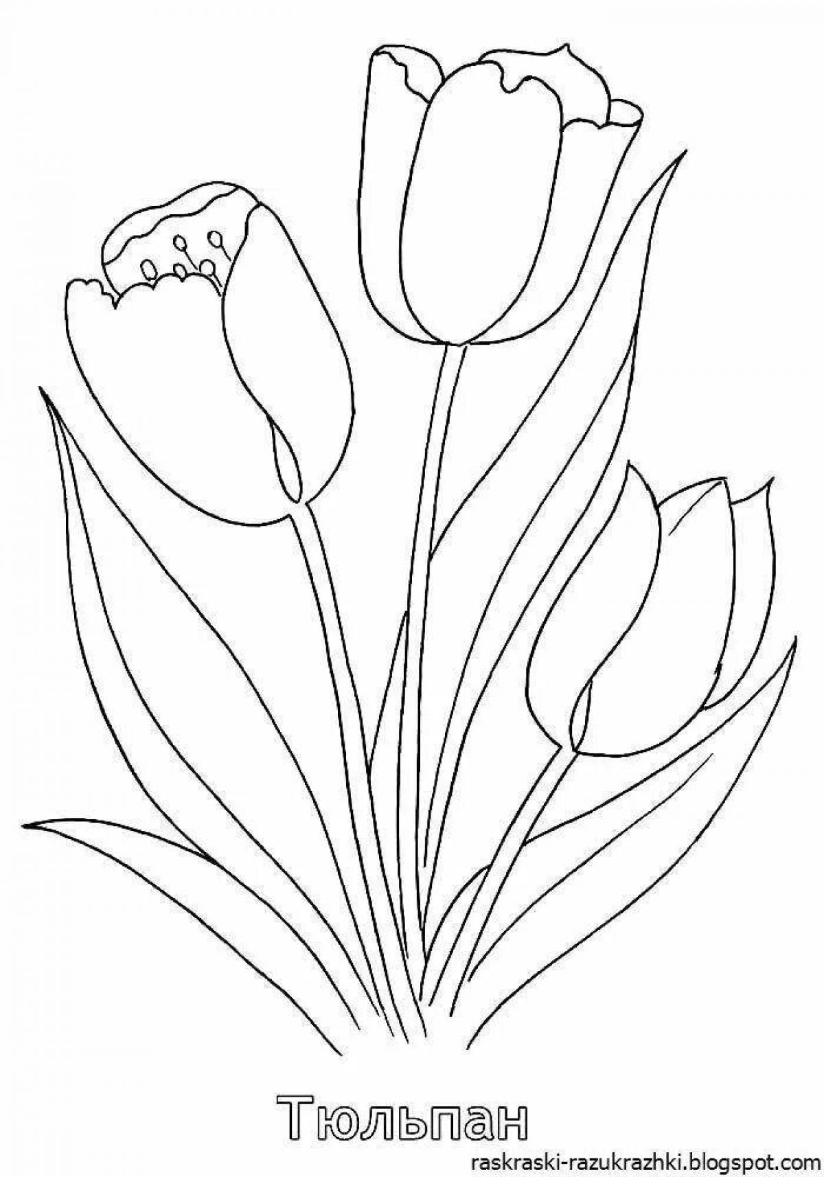 Fancy tulip coloring for kids