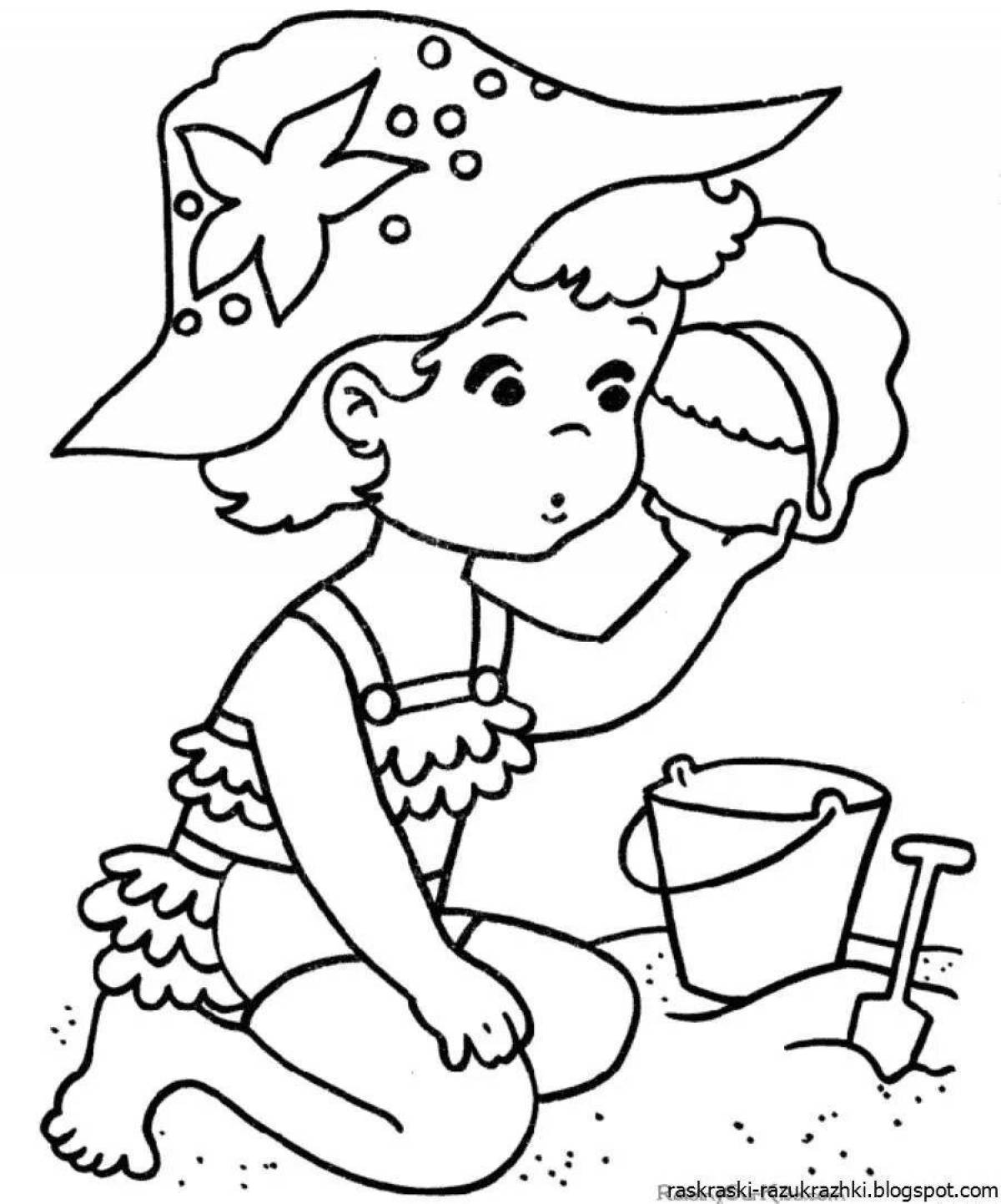 Adorable summer coloring book for kids