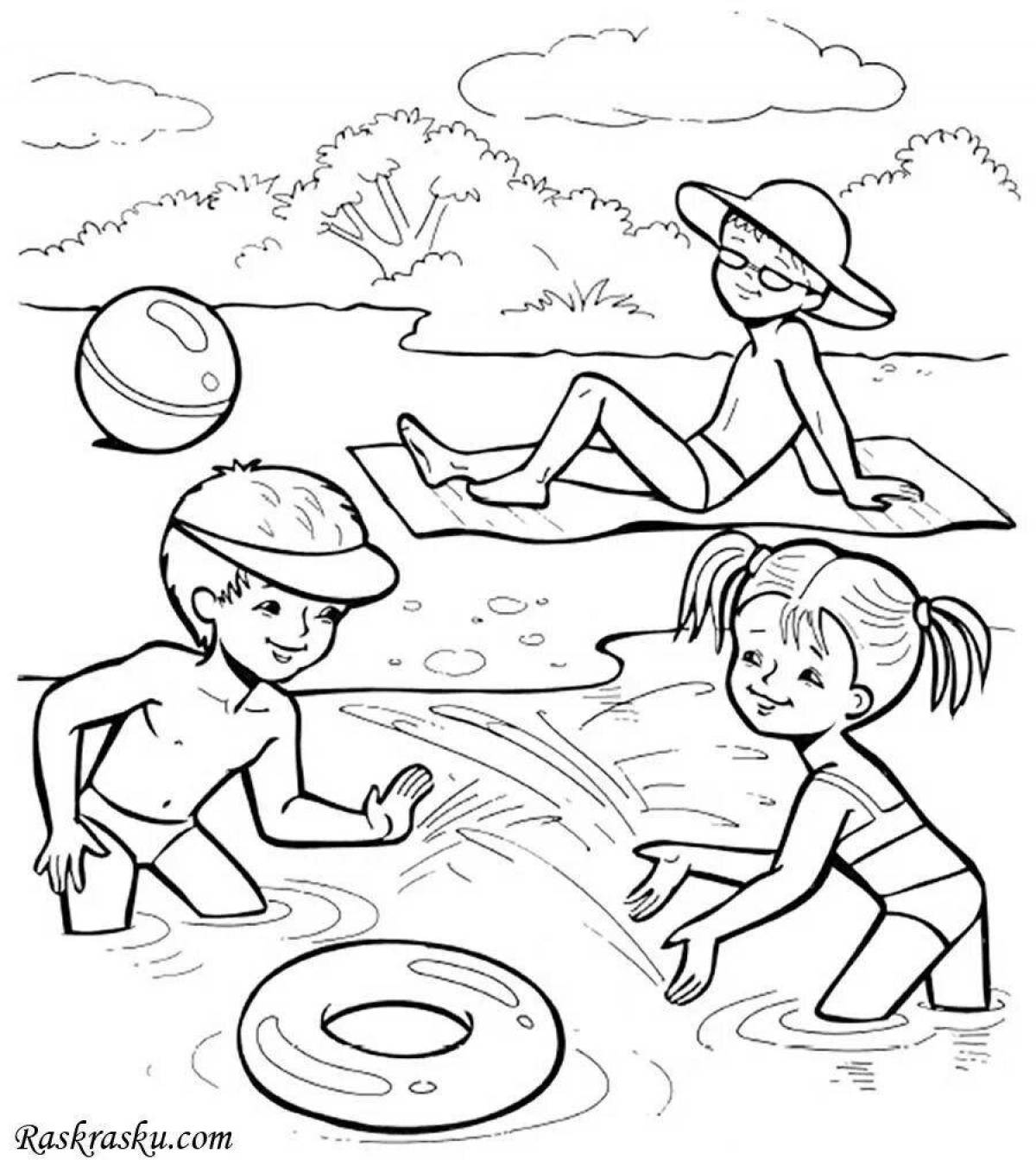 Coloured summer coloring for children