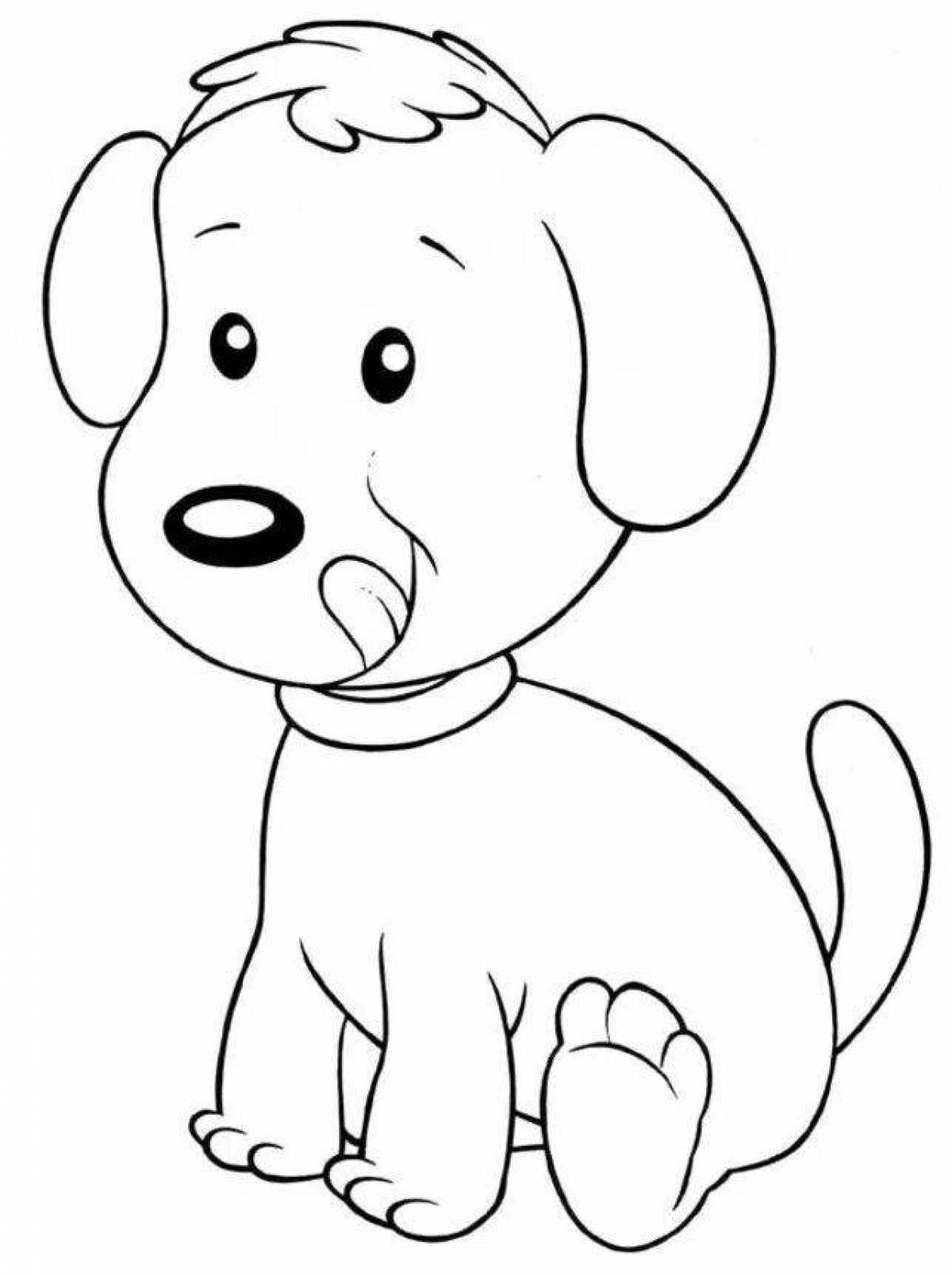 Smiling dog coloring page for kids