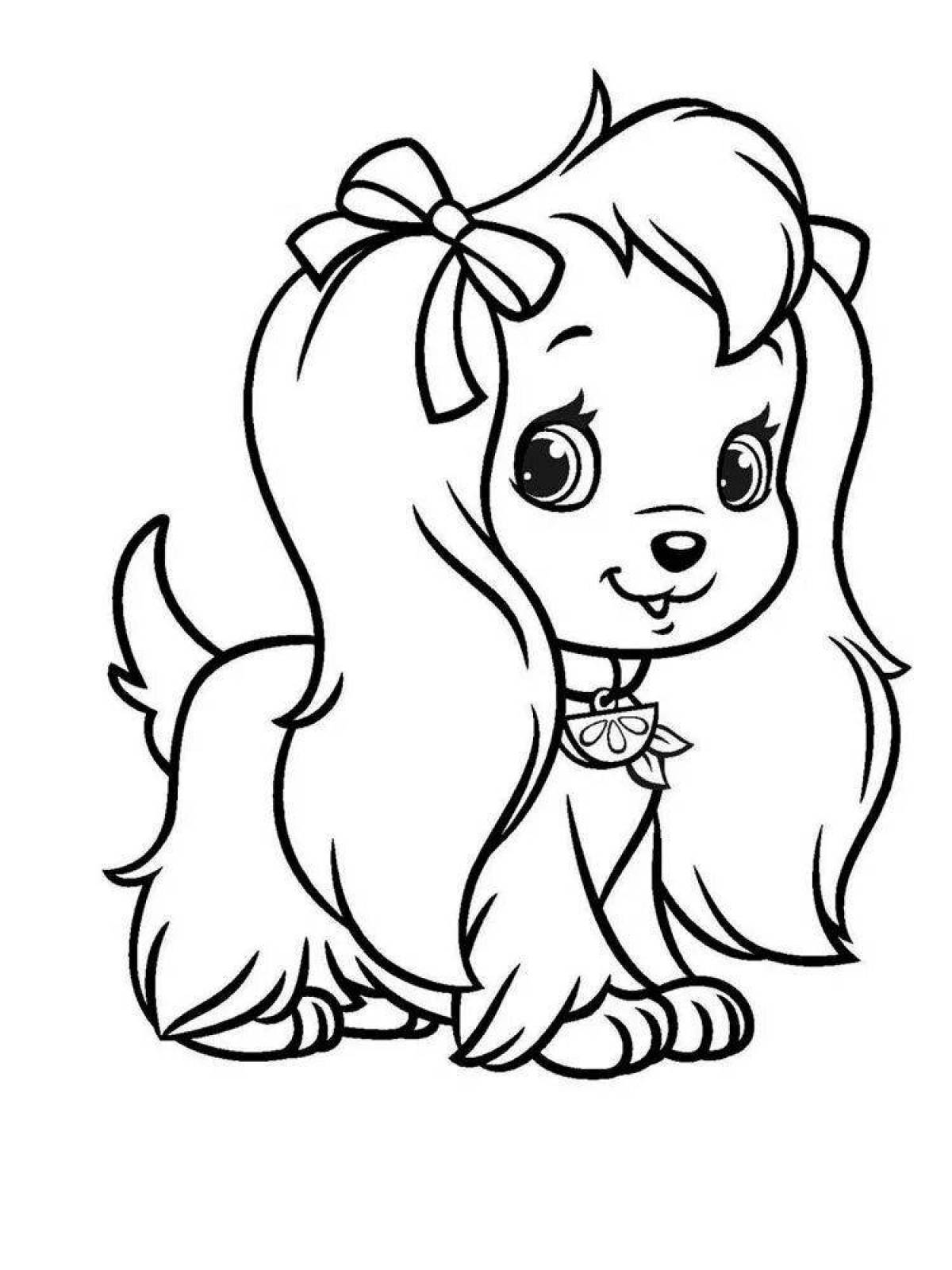 Excited dog coloring pages for kids