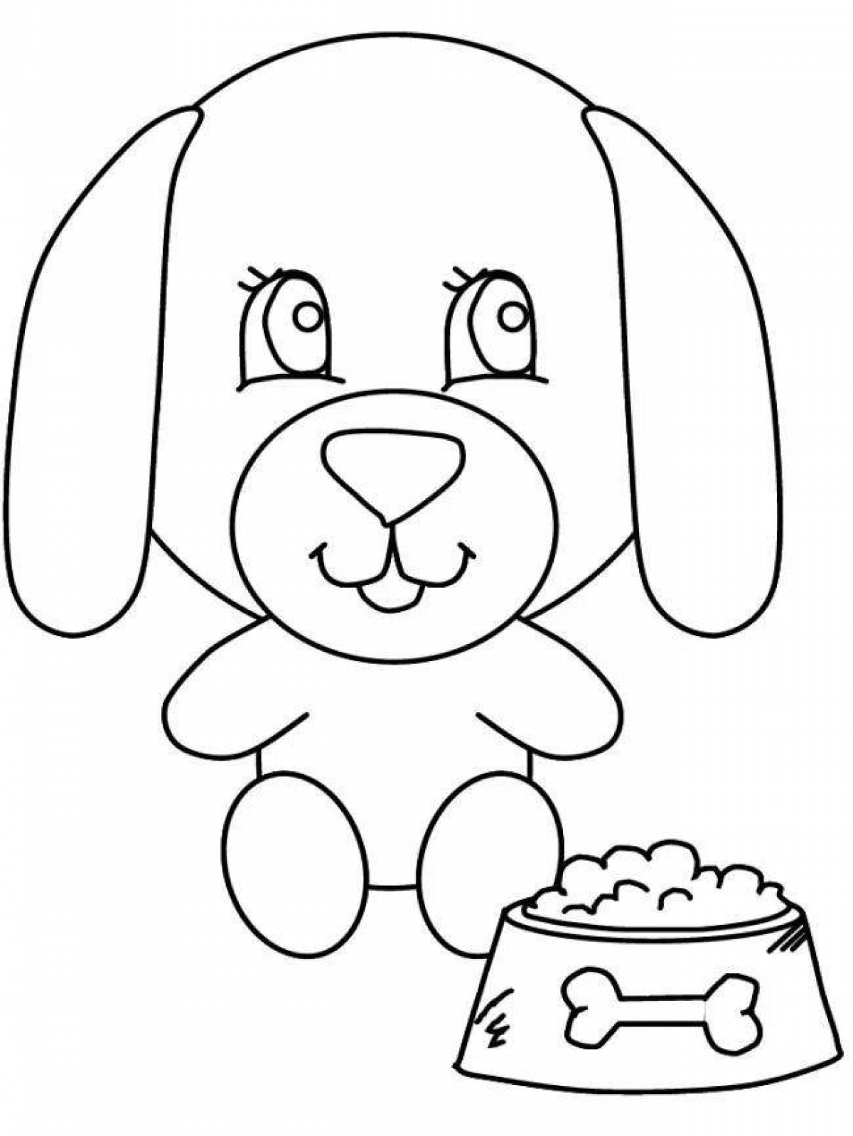 Wagging dog coloring page for kids