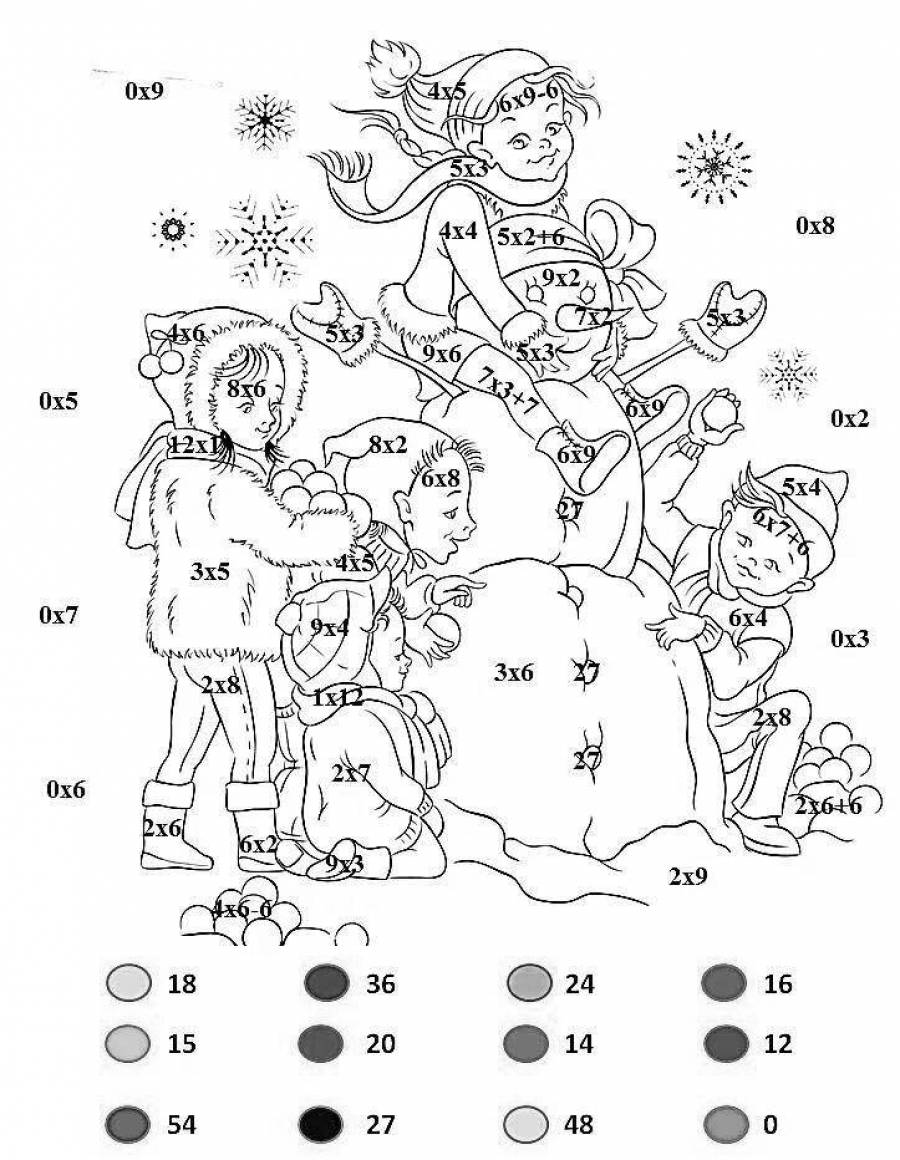 раскраска умножение 2 класс