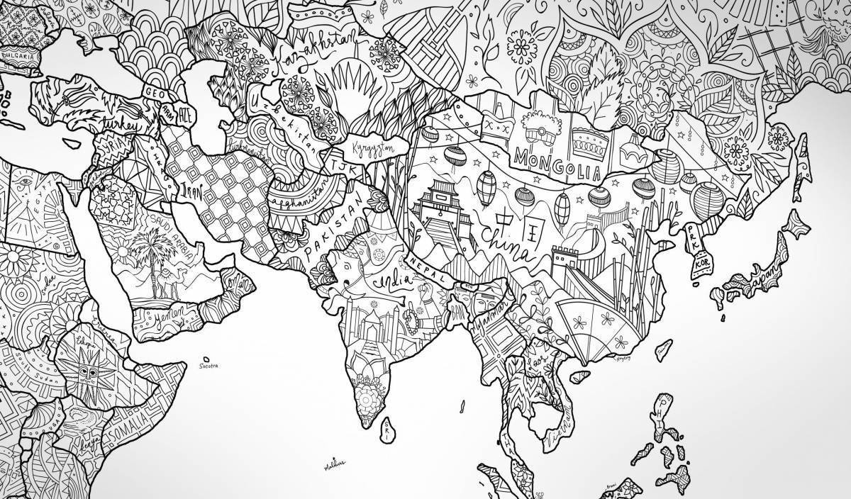 Карта мира разукрашенная