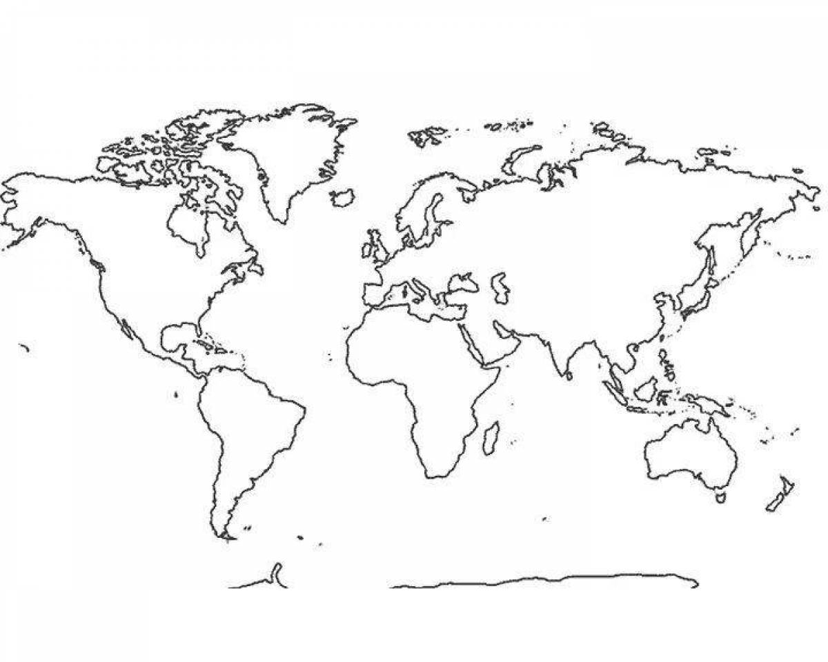 Карта мира географическая для раскрашивания