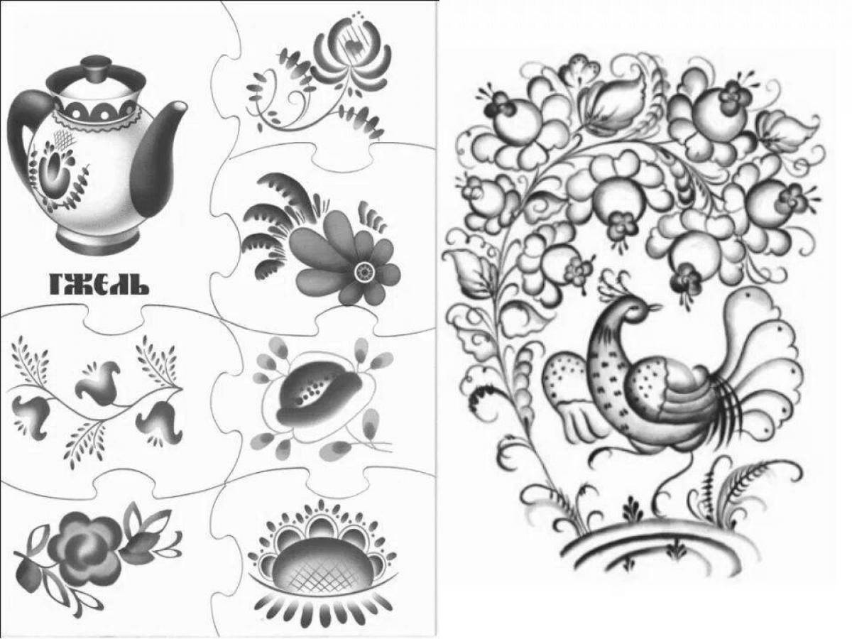Раскраски Гжельская роспись (38 шт.) - скачать или распечатать бесплатно #3770
