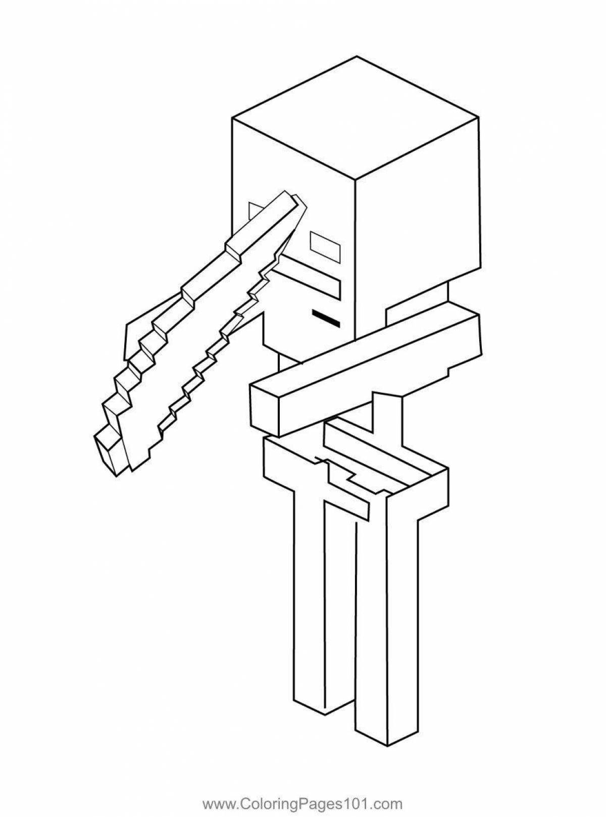 Скелет из МАЙНКРАФТА раскраска
