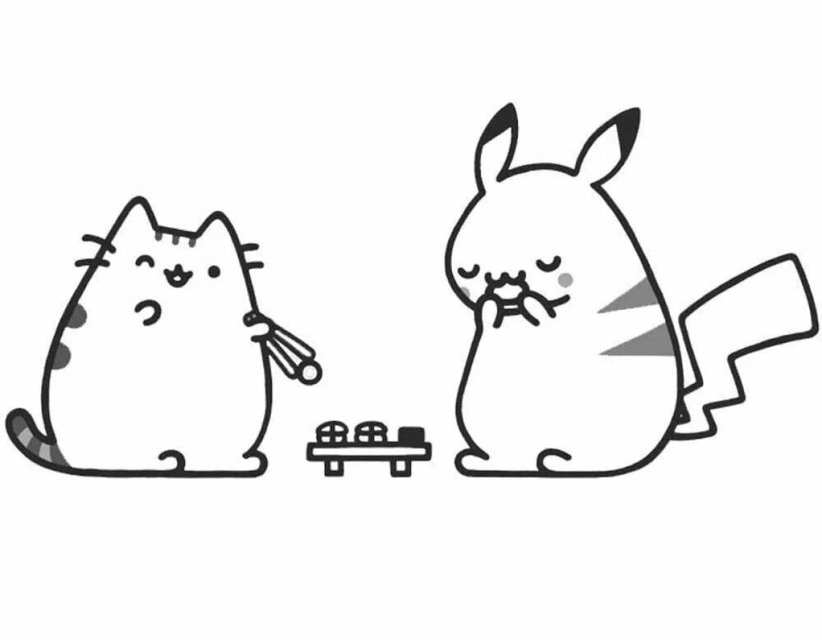 Котик В Пончике Раскраска