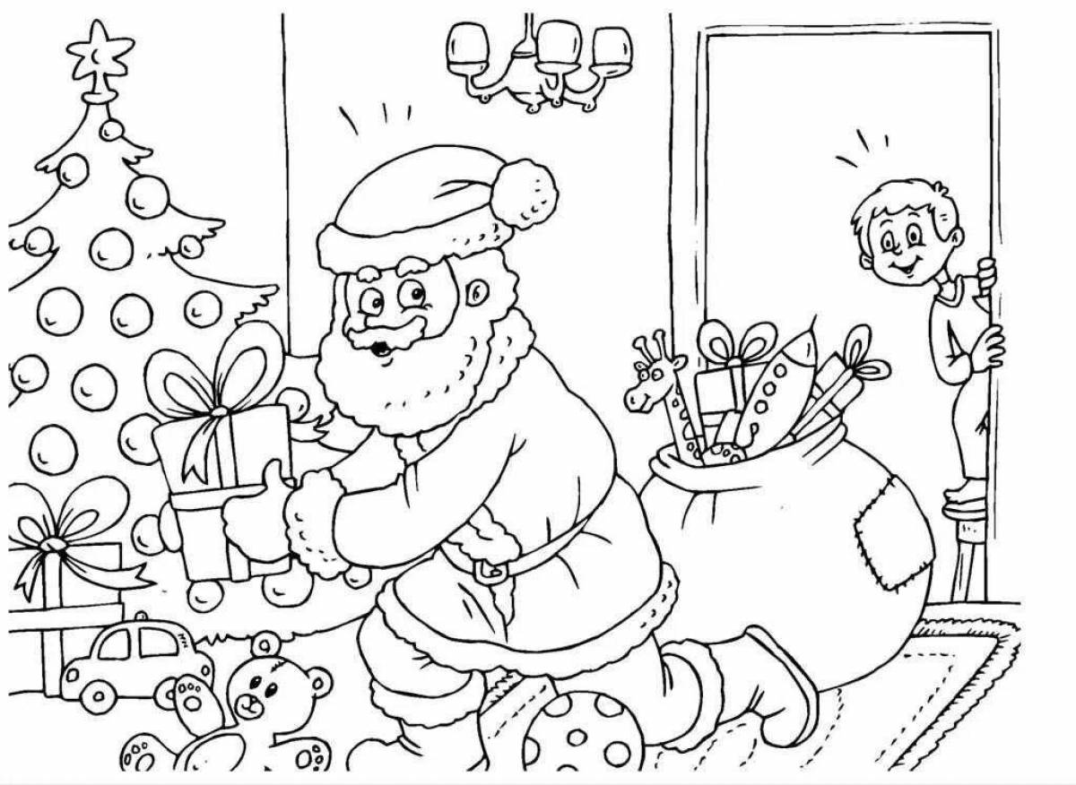 Coloring page happy santa claus