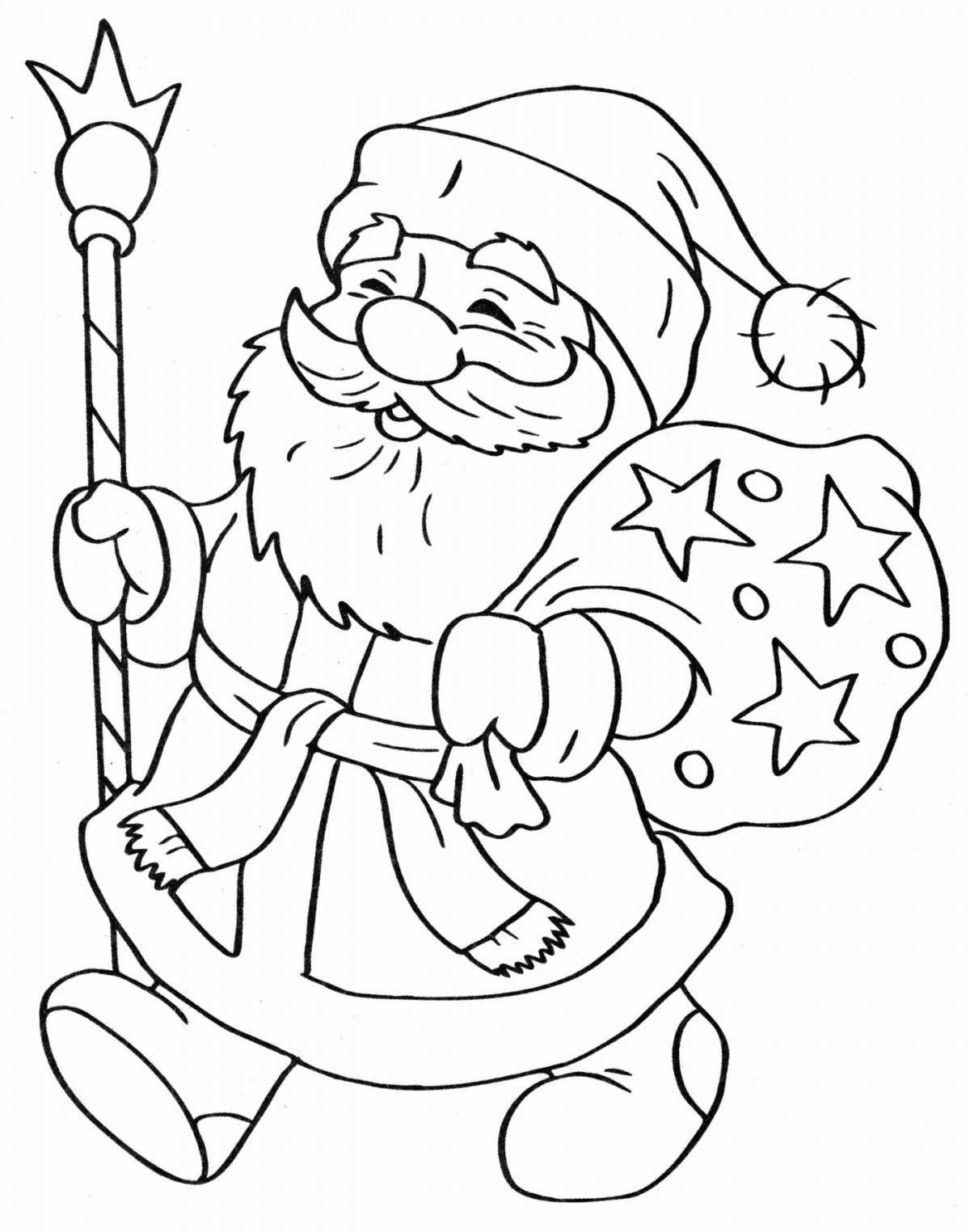 Coloring page jubilant santa claus