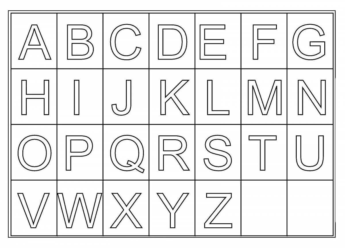 Color-explorative coloring page knowledge of the alphabet a z