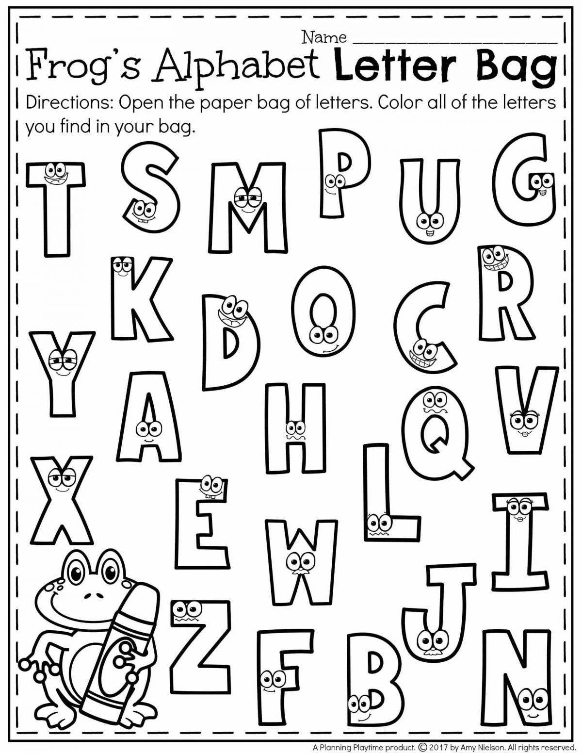 Color-dynamic coloring page alphabet lore a z