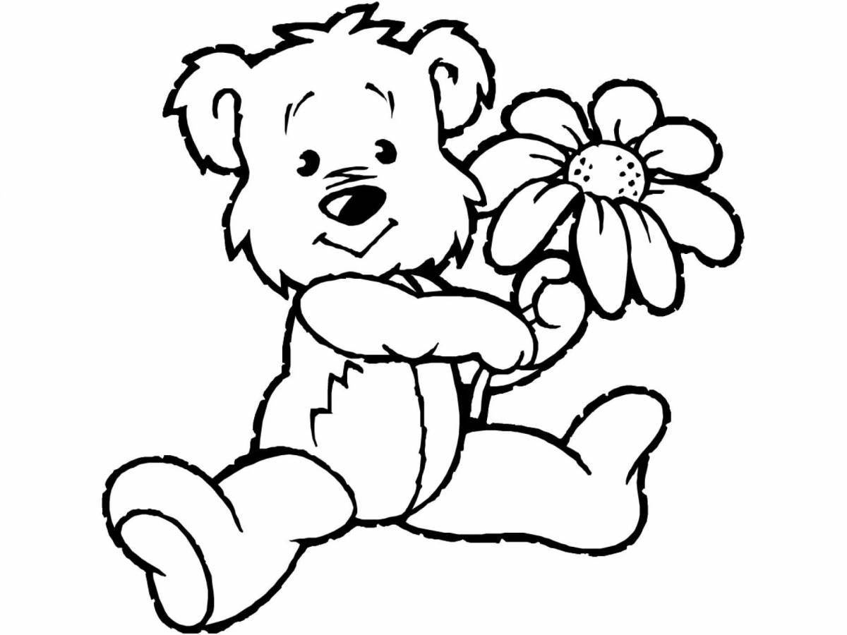 Smiling teddy bear coloring book for kids