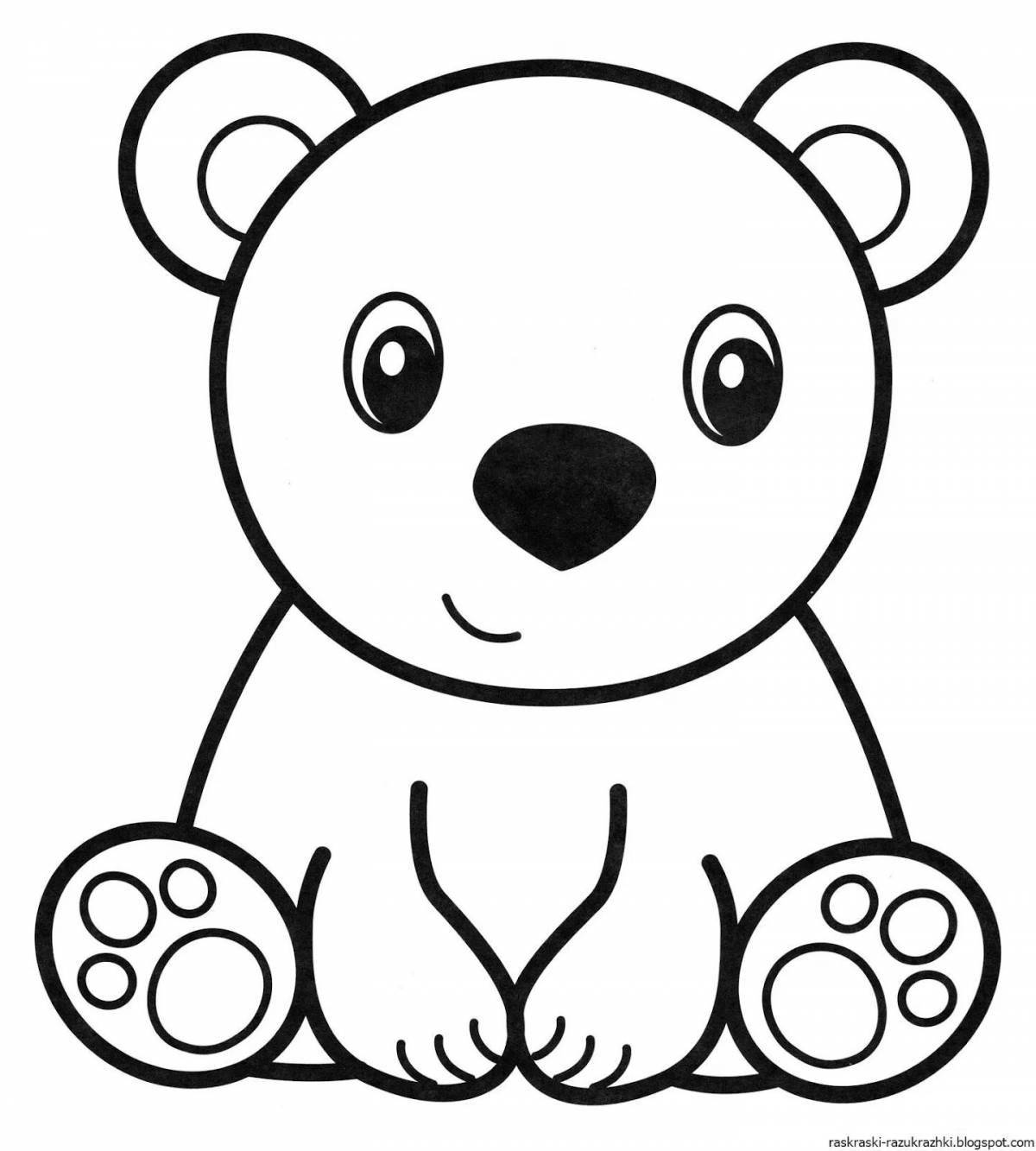 Coloring book inquisitive teddy bear for kids