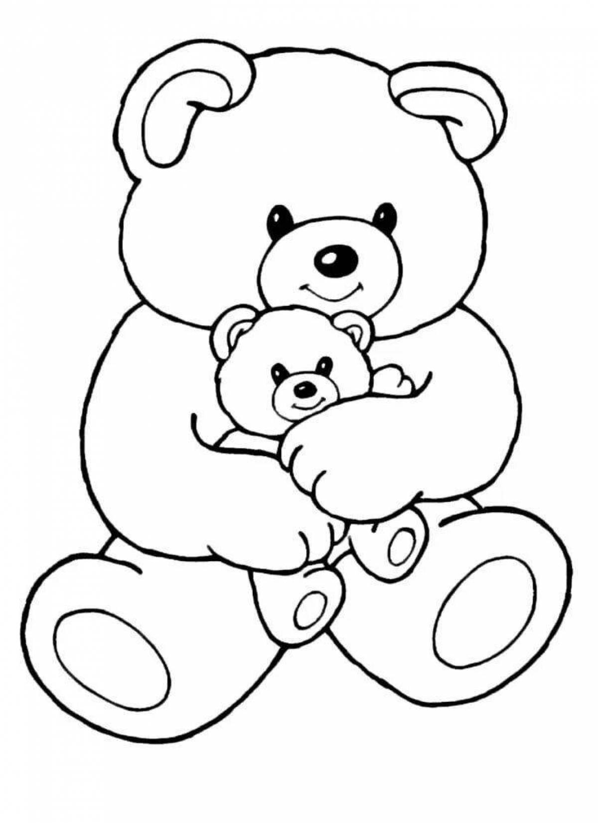 Thoughtful teddy bear coloring book for kids