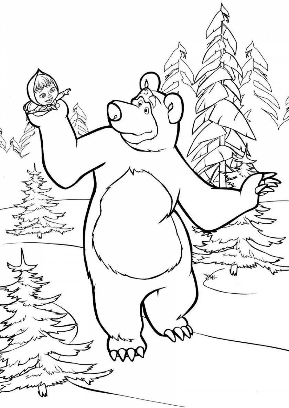 Coloring page charming Masha and the bear