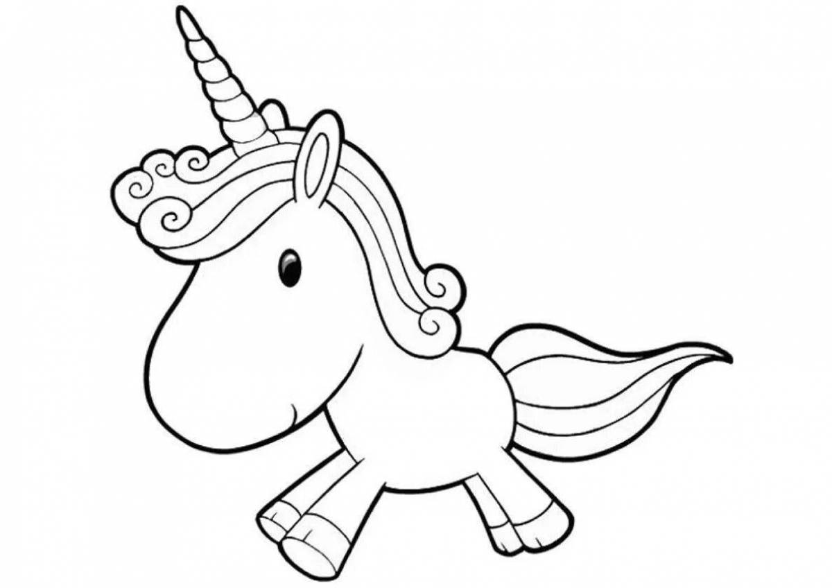 Joyful unicorn coloring picture for kids