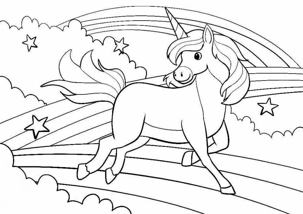 Fancy unicorn coloring for kids