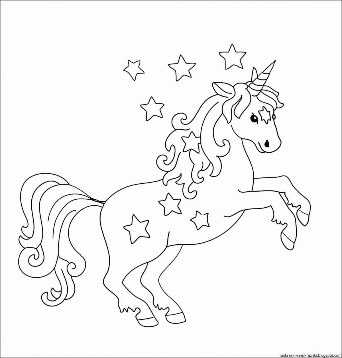 Glitter unicorn coloring picture for kids