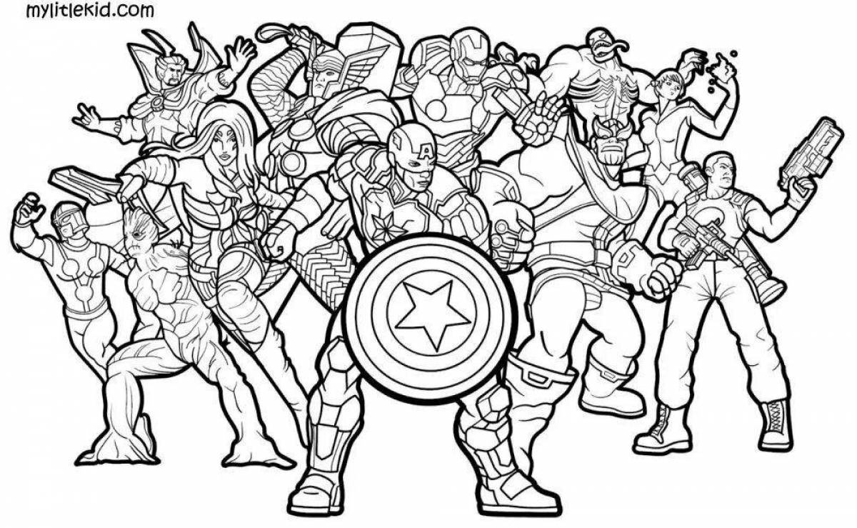 Colourful marvel heroes coloring book for kids