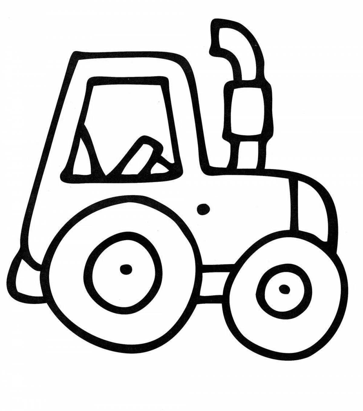 Colorful tractor coloring page for 2-3 year olds