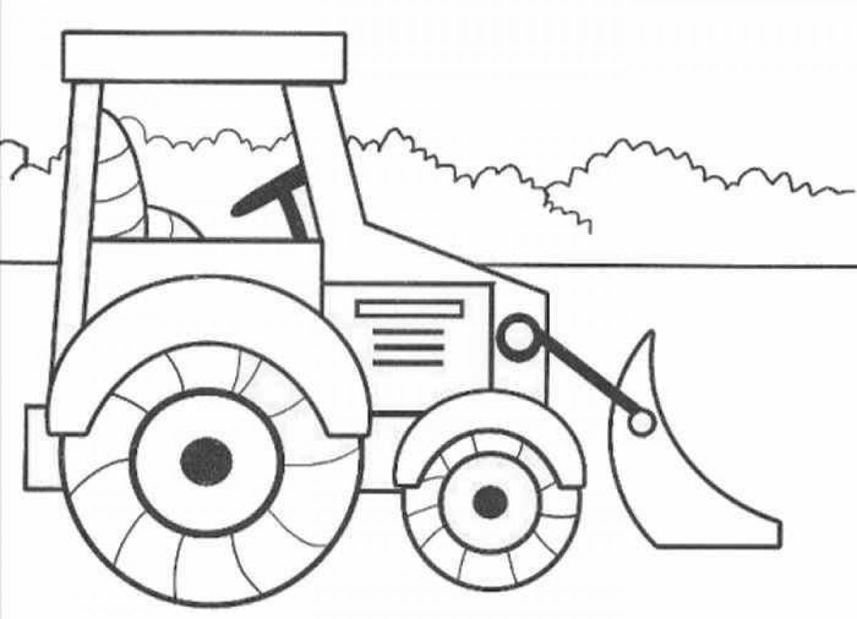 Радостный трактор-раскраска для малышей 2-3 лет
