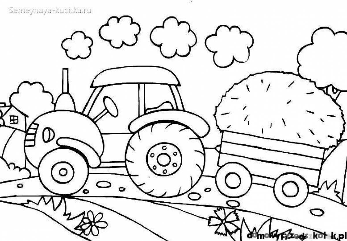Glitter tractor coloring book for kids 2-3 years old