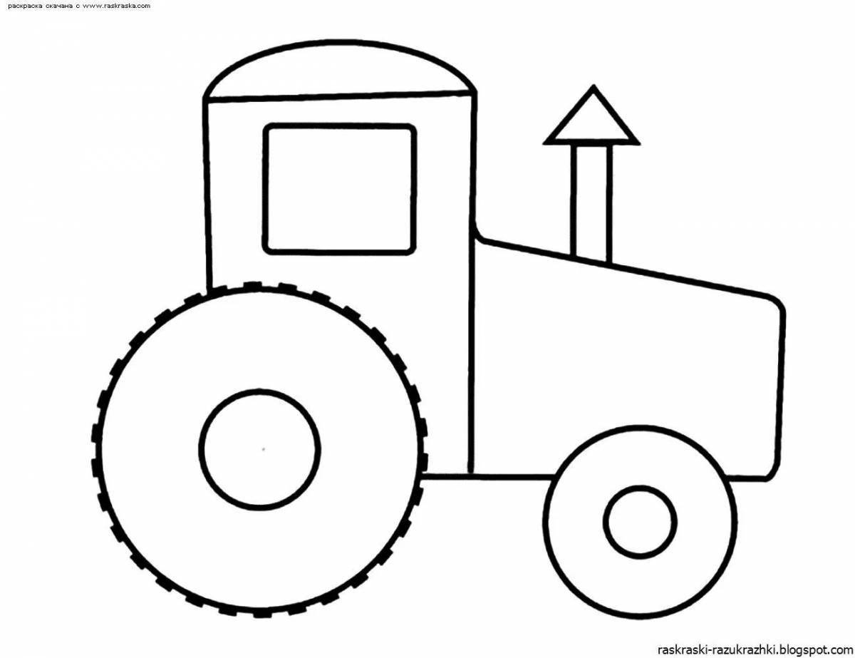 Раскраска блестящий трактор для дошкольников 2-3 лет