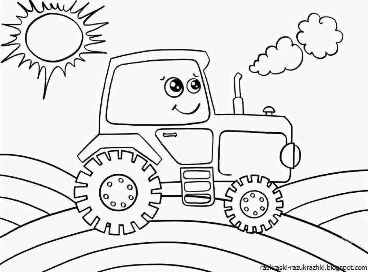 Изысканный трактор раскраски для дошкольников 2-3 лет