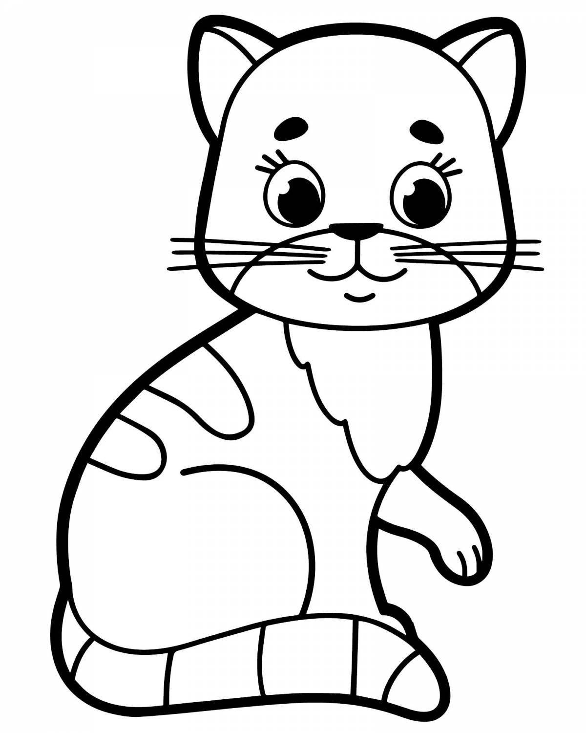 Playful coloring cat for children 4-5 years old