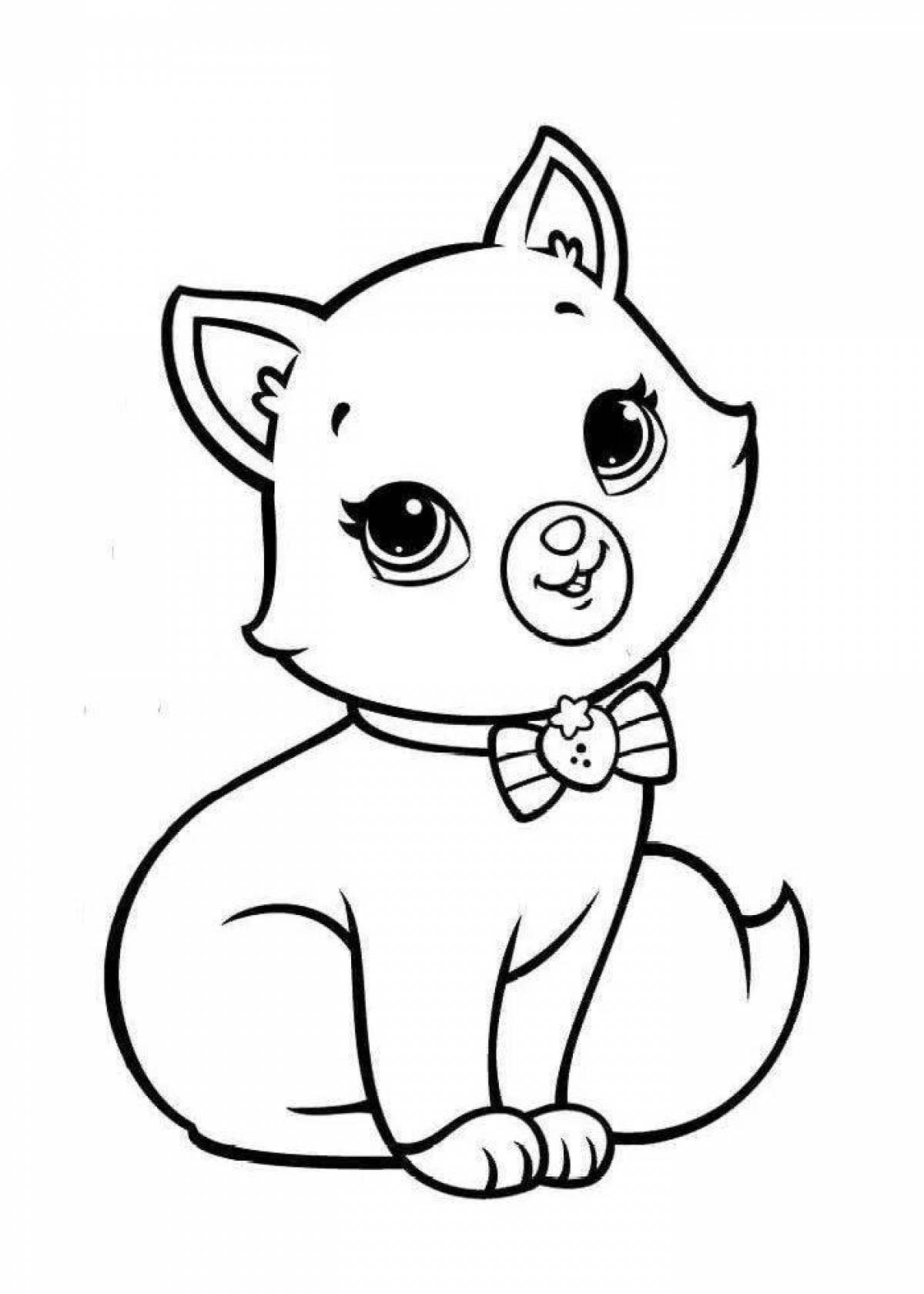 Cute cat coloring book for 4-5 year olds