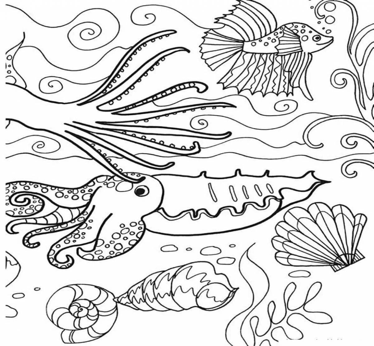 Adorable marine life coloring book