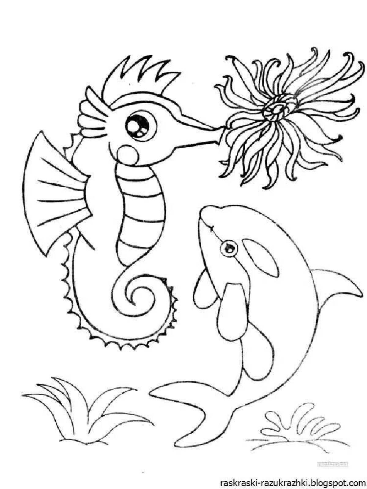 Fun coloring pages of marine life