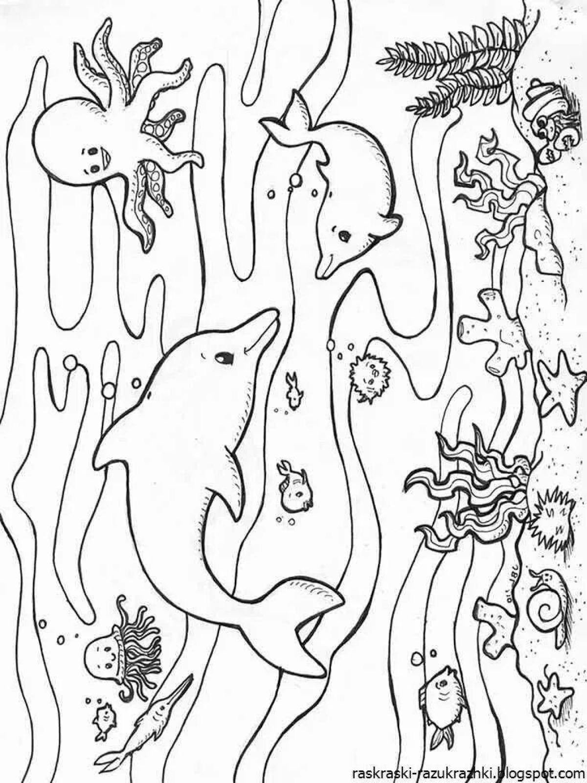 Mystical coloring marine life