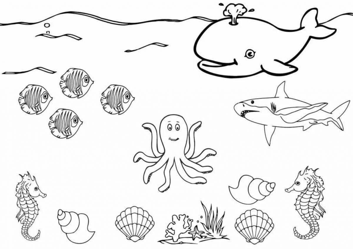 Intriguing marine life coloring book
