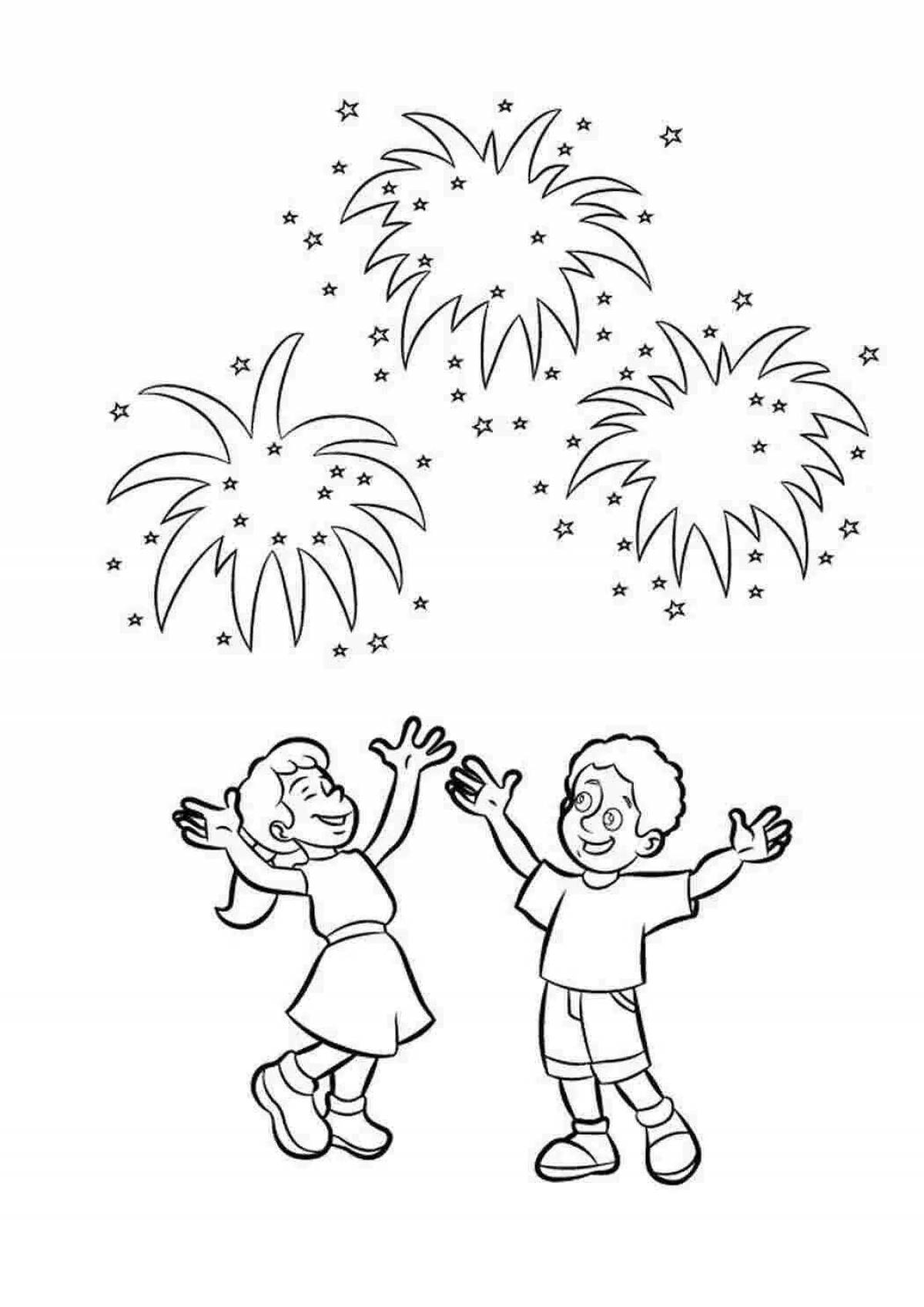 Coloring bright fireworks