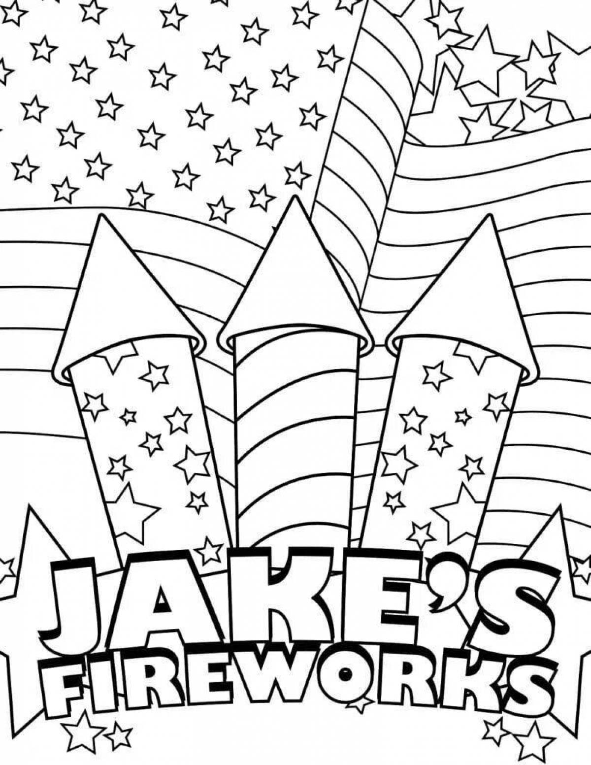 Glowing firework coloring page