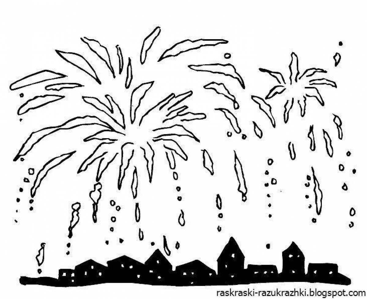 Great fireworks coloring page