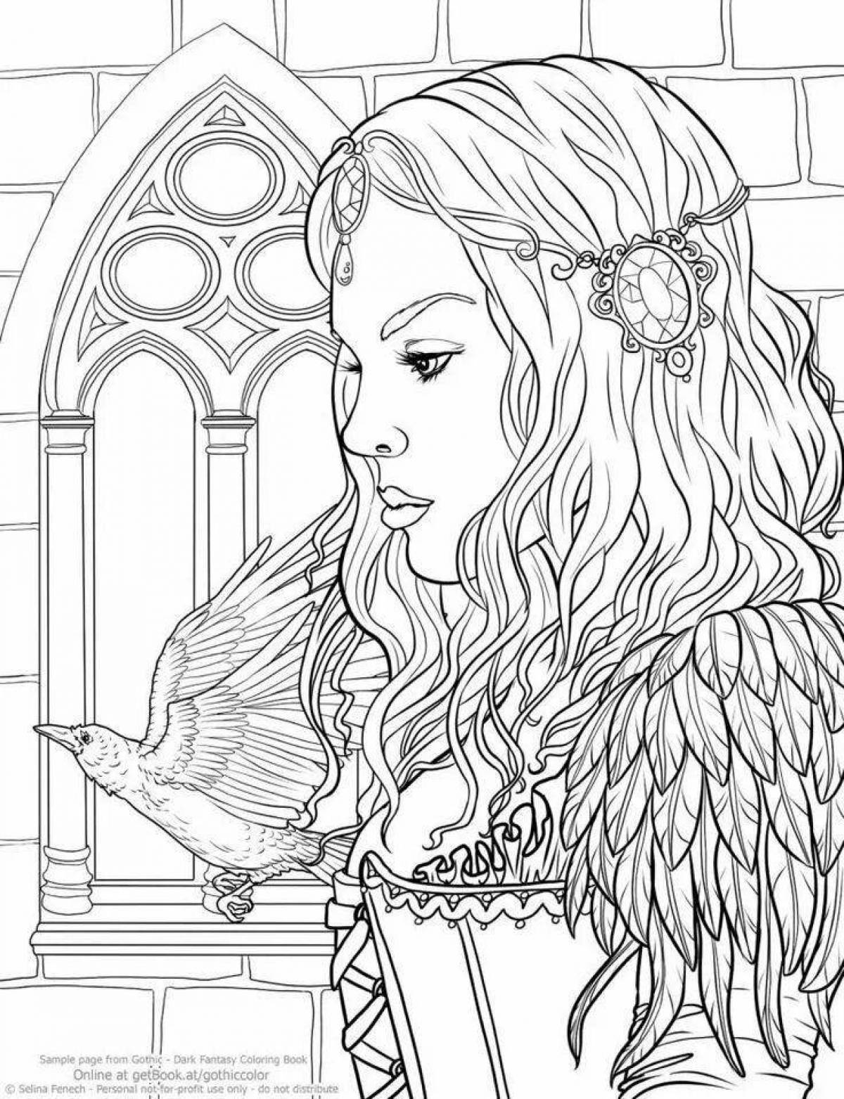 Luana coloring book with colored highlights