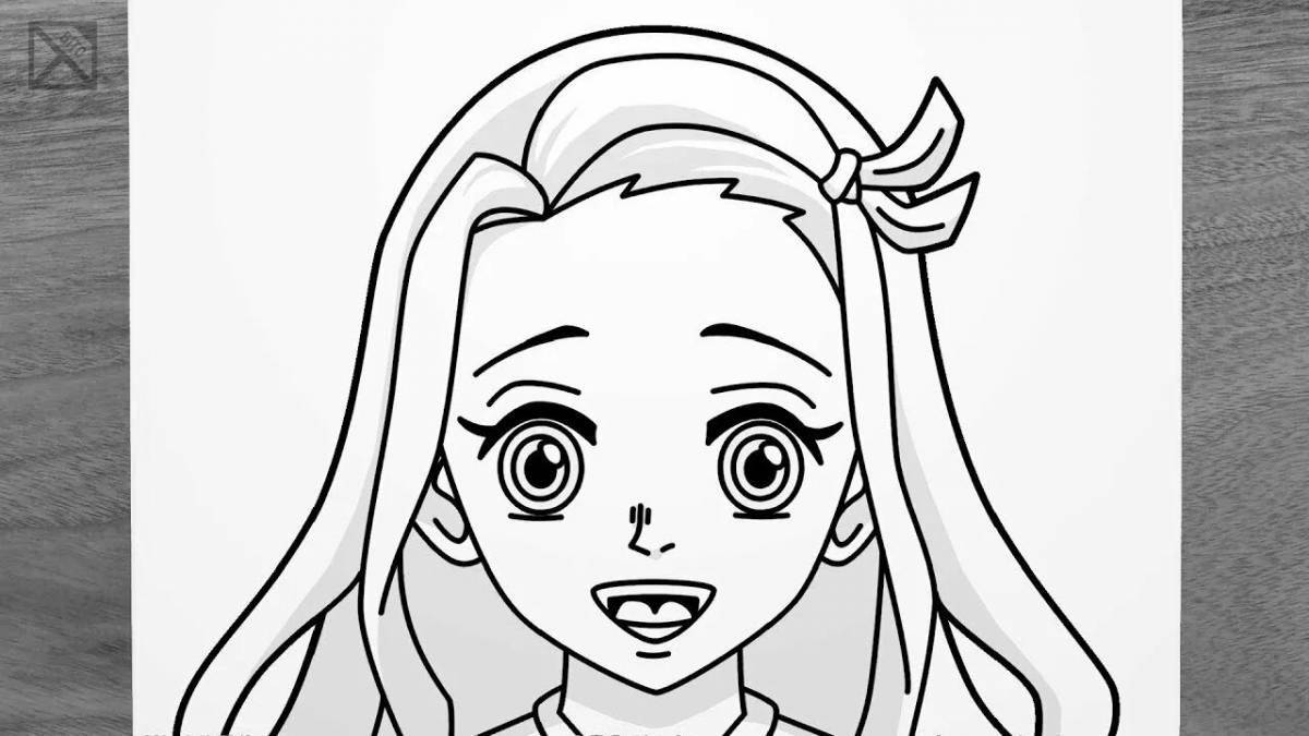 Nezuko anime mystical coloring book