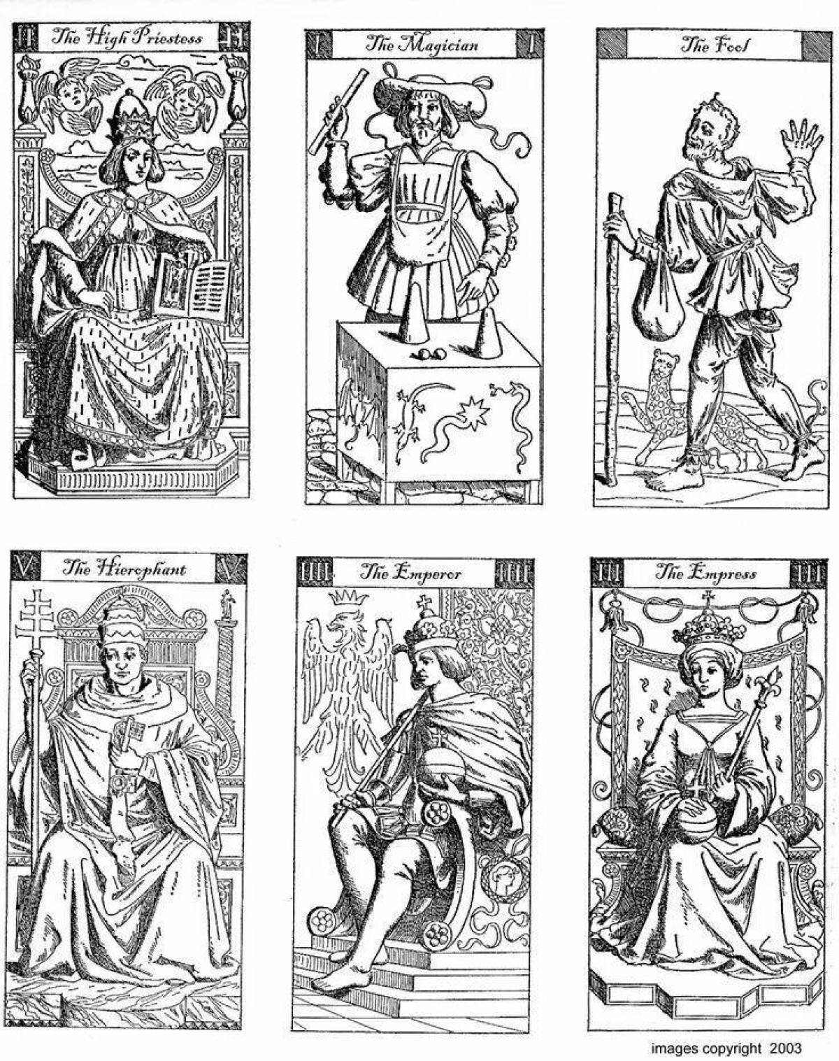 Enchanting tarot coloring pages