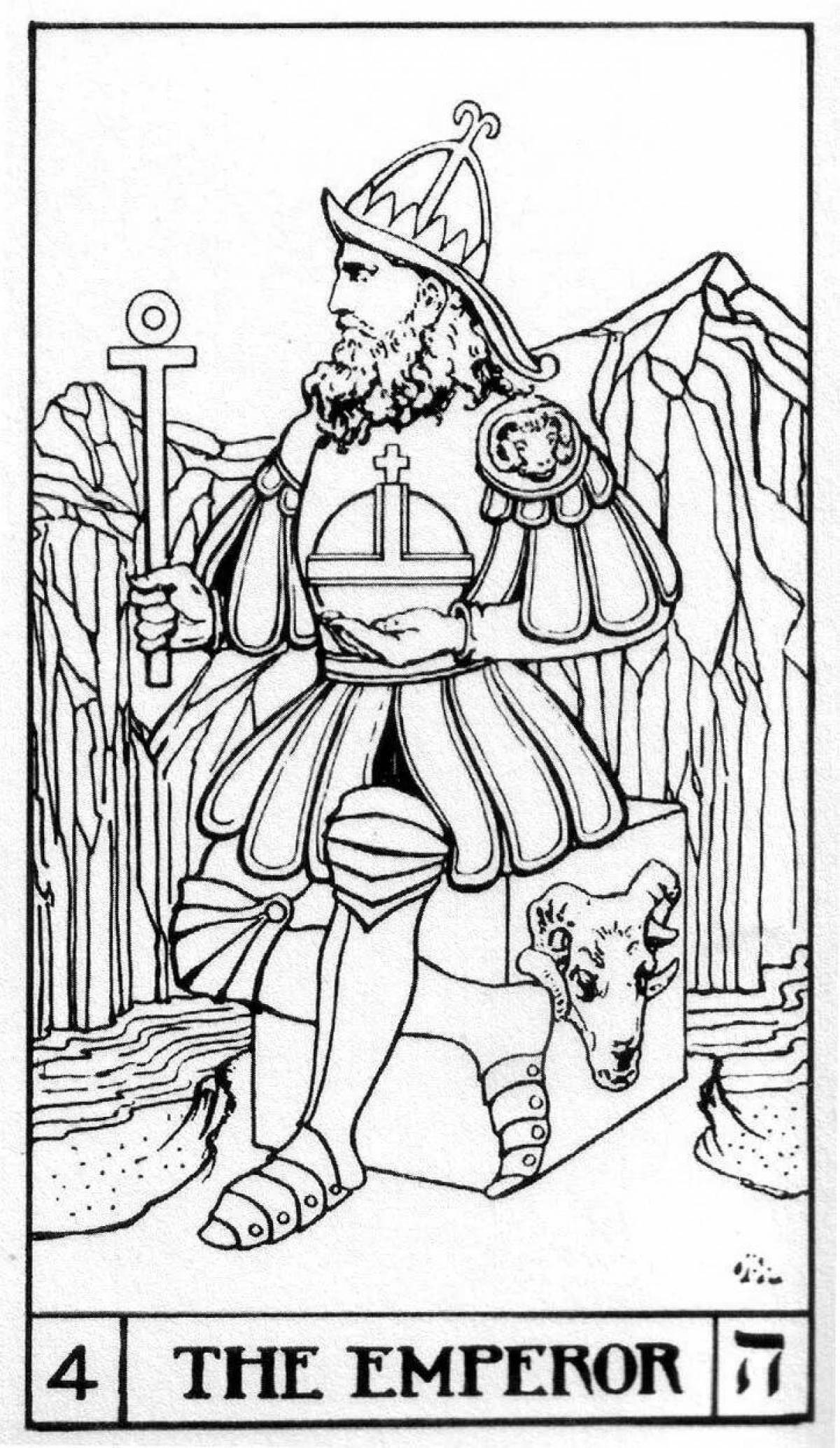 Radiant coloring page tarot cards