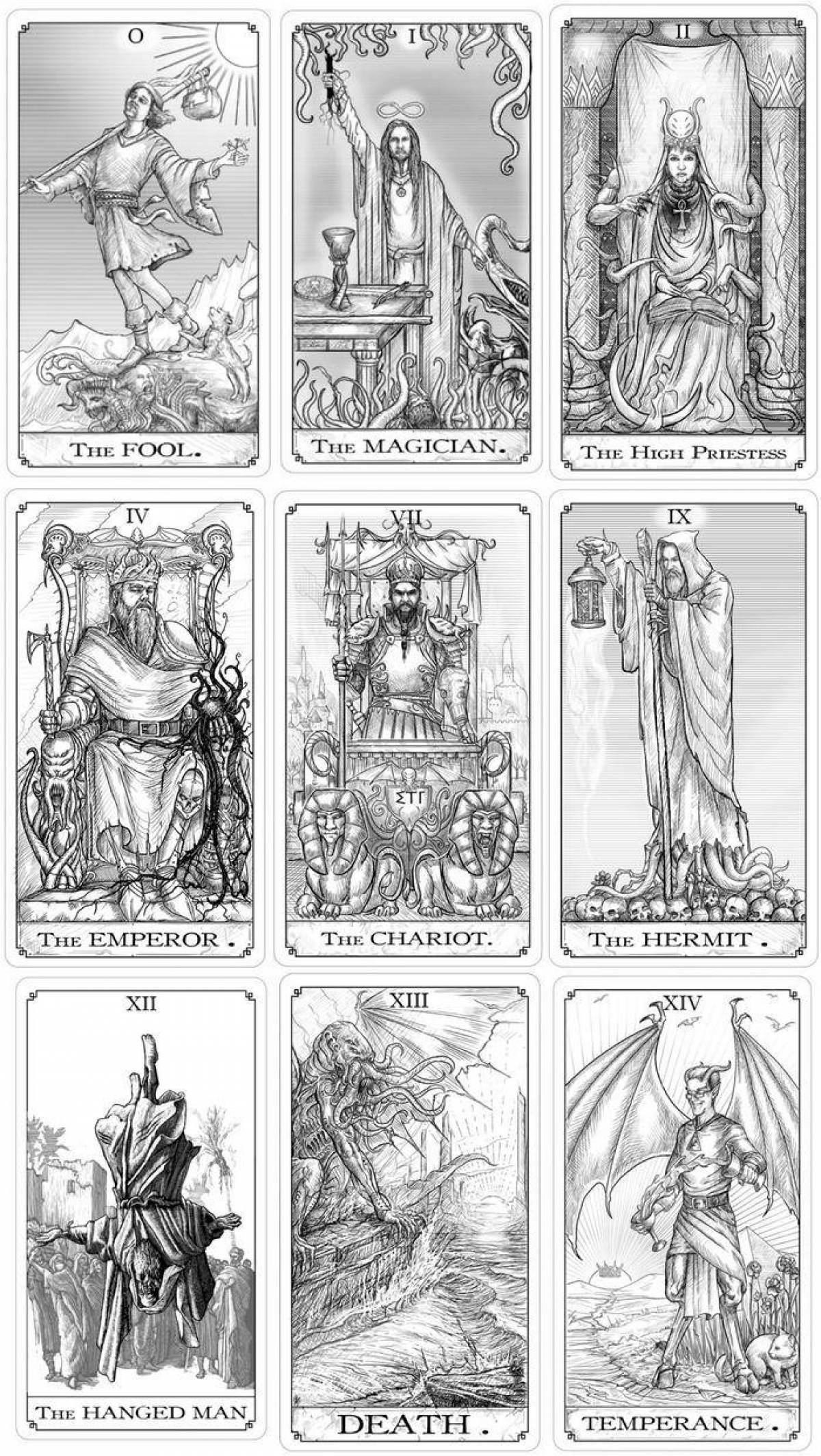 Luxury tarot coloring pages