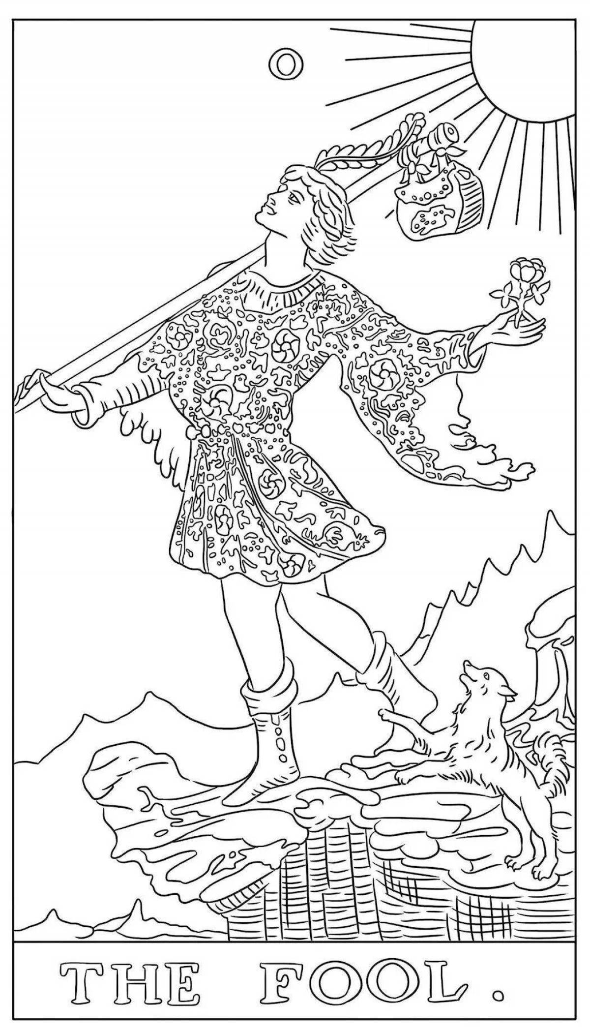 Decorated tarot coloring pages