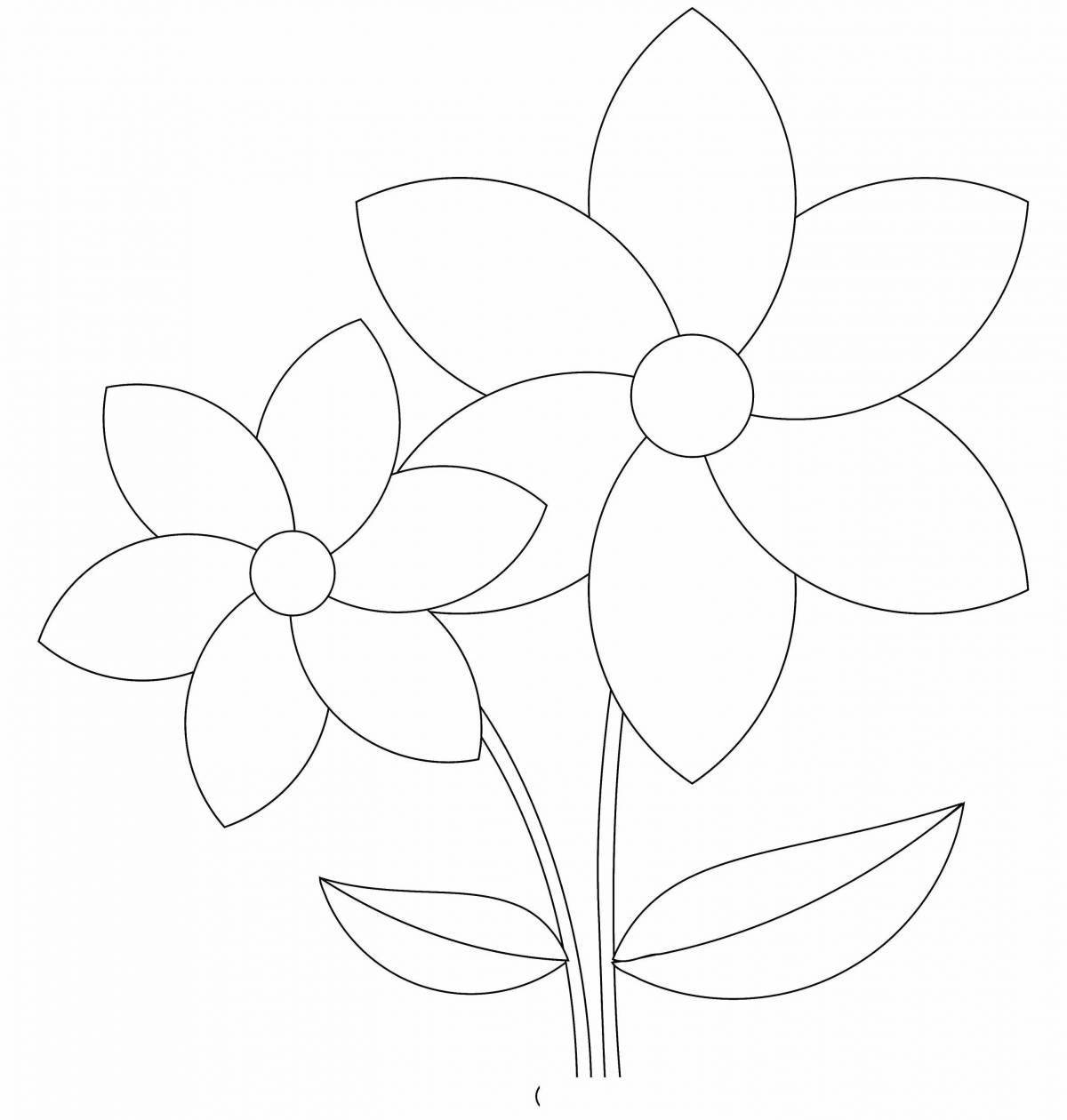 Coloring page with a playful flower pattern